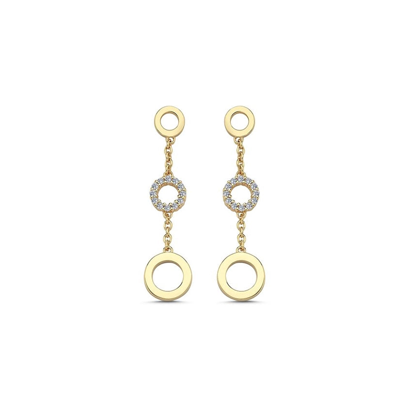 Ayla diamant ørehængere fra Nuran i 14 karat guld med rund form og 0,18 ct diamanter.